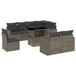 vidaXL Salon de jardin 9 Pièces avec coussins gris résine tressée