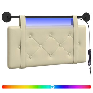vidaXL Tête de lit suspendue Avec lumière LED Crème Simili cuir