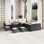vidaXL Ensemble de canapé de jardin 14 Pièces Noir polyrotin