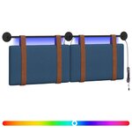 vidaXL Tête de lit suspendue Avec lumière LED Bleu PU antique