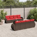 vidaXL Salon de jardin avec coussins 9 Pièces marron résine tressée