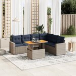vidaXL Salon de jardin 7 Pièces avec coussins gris résine tressée