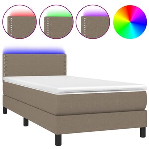 vidaXL Sommier à lattes de lit avec matelas LED Taupe 90x200 cm Tissu