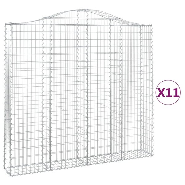 vidaXL Paniers à gabions arqués 11 Pièces 200x30x180/200 cm Fer galvanisé
