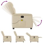 vidaXL Fauteuil de massage inclinable Crème Tissu