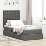 vidaXL Lit de rangement LED avec matelas Gris foncé 90 x 190 cm Tissu