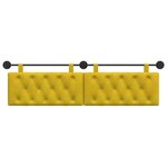 vidaXL Tête de lit suspendue Avec lumière LED Jaune Velours