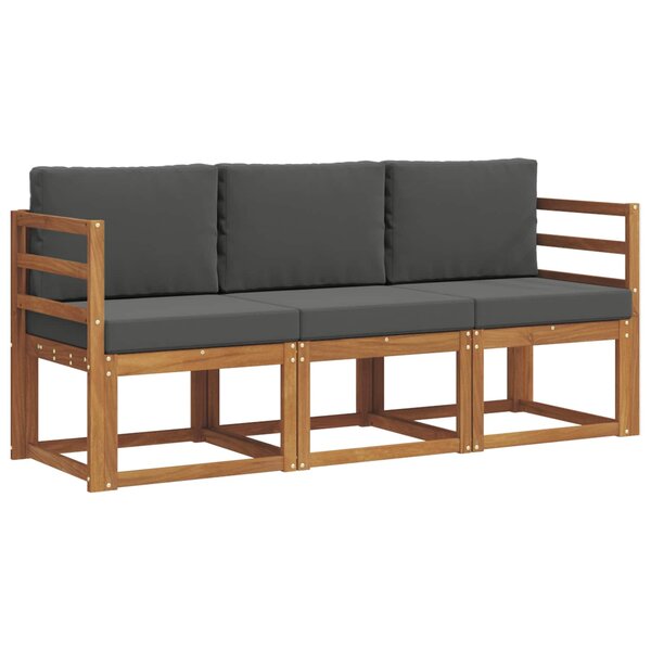 vidaXL Ensemble de canapés d'extérieur 3 pc Naturel et Anthracite