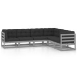 vidaXL Salon de jardin 6 Pièces avec coussins Bois de pin massif