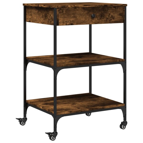 vidaXL Chariot de cuisine chêne fumé 60x48x89 5 cm bois d'ingénierie