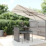 vidaXL Ensemble de bar de jardin 5 Pièces avec coussins gris poly rotin