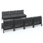 vidaXL Salon de jardin 8 Pièces avec coussins anthracite Bois de pin