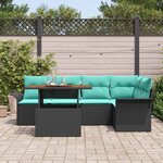 vidaXL Ensemble de canapé de jardin 6 Pièces Noir Poly rotin