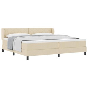 vidaXL Lit à ressorts avec matelas Crème 200 x 200 cm tissu