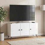 vidaXL Meuble TV Blanc brillant 99 x 34 5 x 50 cm Bois d'ingénierie