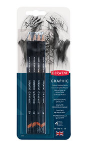 DERWENT - GRAPHIC - blister 4 crayons graphite medium