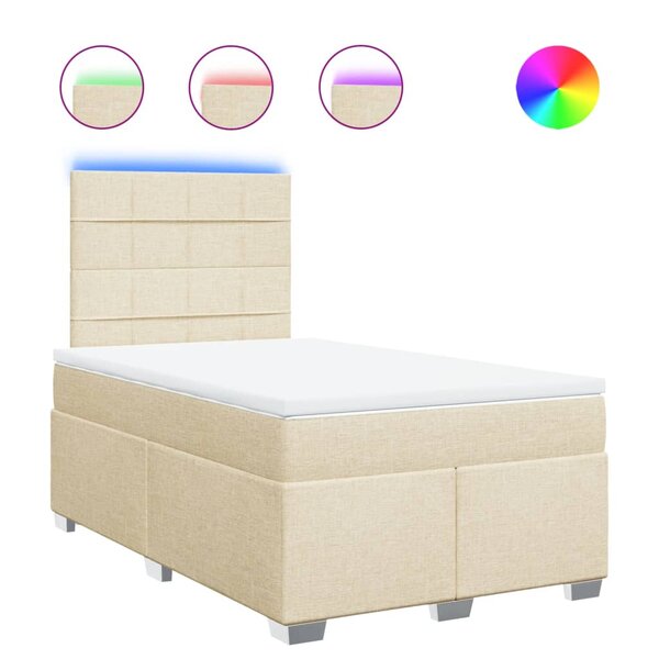 vidaXL Sommier à lattes de lit avec matelas crème 120x190 cm tissu