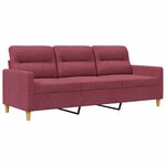 vidaXL Canapé à 3 places Rouge bordeaux 180 cm Tissu