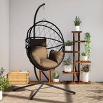 vidaXL Chaise suspendue en forme d'œuf et support taupe rotin et acier