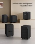 Caisson de bureau mobile verrouillable avec 3 tiroirs rangement de documents papeterie préassemblé pour bureau bureau à domicile 39 x 45 x 55 cm noir mat 12_0004821