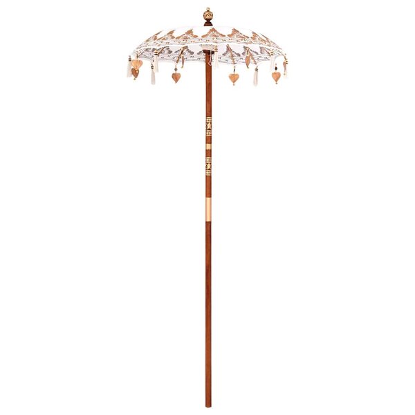 vidaXL Parasol balinais Crème (90-100) x 260 cm Coton et bois massif