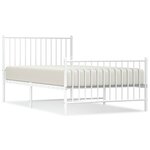 vidaXL Cadre de lit métal sans matelas et pied de lit blanc 100x190 cm