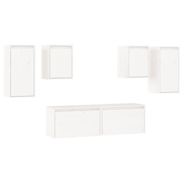 vidaXL Meubles TV 6 Pièces Blanc Bois massif de pin