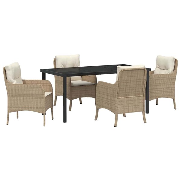 vidaXL Ensemble de salle à manger pour jardin 5 Pièces Beige Poly rotin