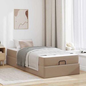 vidaXL Cadre de lit avec matelas avec matelas 2 Pièces Tan PVC