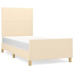 vidaXL Cadre de lit avec tête de lit Crème 90x200 cm Tissu