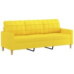 vidaXL Canapé à 3 places avec repose-pieds Jaune clair 180 cm Tissu