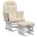 vidaXL Chaise berçante avec repose-pied Blanc crème Tissu