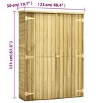 vidaXL Abri à outils de jardin 123x50x171 cm Pinède imprégnée