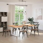 vidaXL Table à manger avec bord naturel 220x120x74cm bois massif chêne
