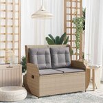 vidaXL Banc de jardin avec coussin Beige Poly rotin