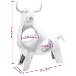 vidaXL Sculpture de taureau Argent 22 x 9.5 x 34 cm Aluminium