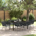 vidaXL Ensemble de salle à manger pour jardin 7 Pièces Noir Standard
