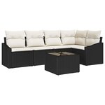 vidaXL Ensemble de canapé de jardin 6 Pièces Noir Poly rotin