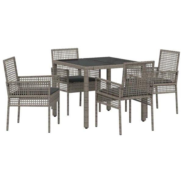 vidaXL Ensemble de salle à manger pour jardin 5 Pièces Gris Poly rotin