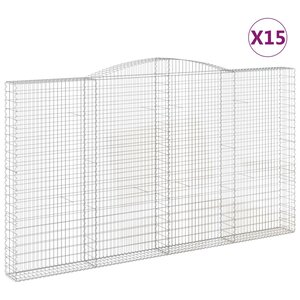 vidaXL Paniers à gabions arqués 15 Pièces 400x30x220/240 cm Fer galvanisé