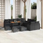 vidaXL Ensemble de canapé de jardin 14 Pièces Noir polyrotin