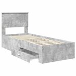vidaXL Cadre de lit Gris Béton et Argent 70 x 190 cm Bois d'ingénierie