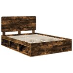 vidaXL Cadre de lit Chêne fumé 150 x 200 cm Bois de pin massif
