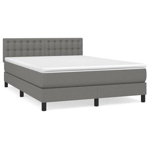 vidaXL Sommier à lattes de lit avec matelas Gris foncé 140x190cm Tissu