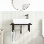 vidaXL Étagère de vasque murale acier et bois de chêne massif