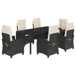 vidaXL Ensemble à manger de jardin coussins 7Pièces Noir Résine tressée
