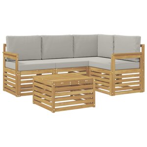 vidaXL Ensemble de canapés d'extérieur 5 Pièces Blanc et gris clair