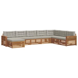 vidaXL Ensemble de canapés d'extérieur 8 pc Gris Naturel et Clair