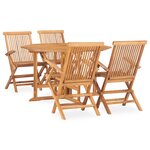 vidaXL Mobilier à dîner d'extérieur pliable 5 Pièces Bois solide de teck