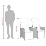vidaXL Canapé de jardin inclinable 2 places avec table gris poly rotin